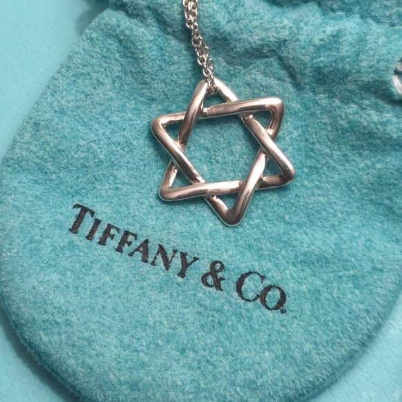 Tiffany Star of David Pendant Necklace Elsa Peretti 16" Chain - Picture 1 of 4